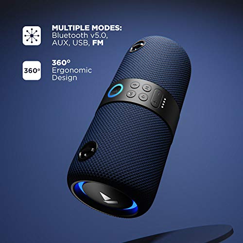 Image of Boat Stone 1208 Bluetooth Speaker with Upto 9 Hours Playback, RGB LEDs, True Wireless Feature, Carry Strap, IPX7 and Ergonomical Design(Blue)