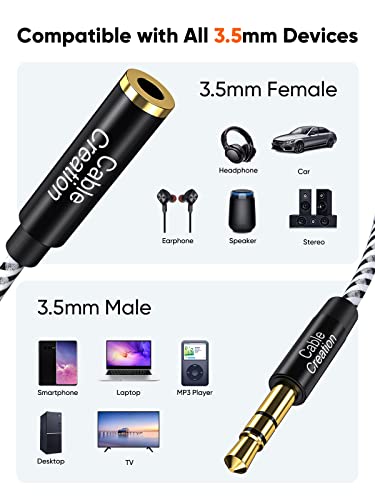 Image of CableCreation 3.5mm Headphone Extension Cable 20FT, 3.5mm Male to Female Stereo Audio Cable Adapter with Gold Plated Connector