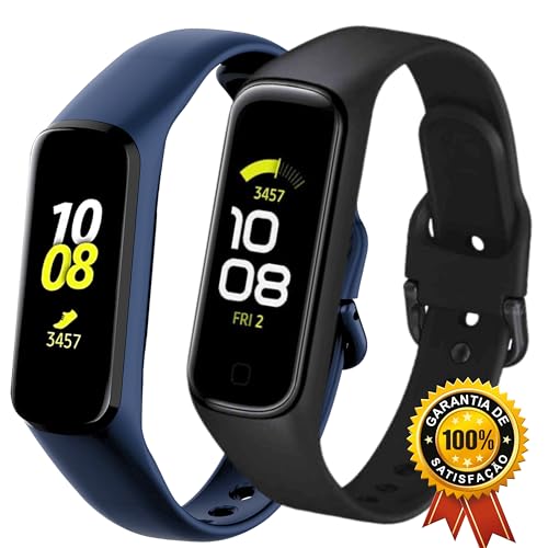 Pulseira para Smartband de Silicone Modelo Galaxy Cor Preto e Azul Royal Compativel com Fit 2 R220 R