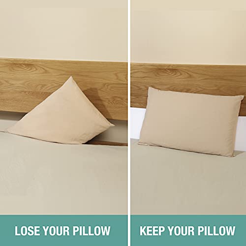Image of Vekkia Bed Wedge Pillow for Headboard - High-Density Foam Fills Gaps (0-5.5 inch) Between Mattress and Headboard, Wedge Pillow with Pockets for Phone & Remotes, Washable Cover - King Size (White)
