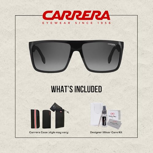 Carrera CA5039/S 0807/9O 58MM Black/Dark Grey Gradient Plastic Rectangular Sunglasses For Men For Women + BUNDLE with Designer iWear Eyewear Kit2