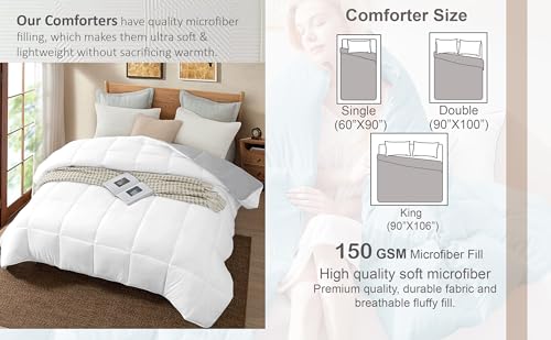 Image of Quilt for All Season 150 GSM Comforter Duvet /Ac Blanket King Size Bed Soft Microfiber Lightweight (90 inch X106 inch Inches) - King Size Bed Comforter - Navy Blue /Silver Grey Color