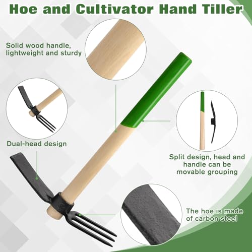 Cultivador y azada manual 2 en 1 SPEEDWOX con mango de madera miniatura 5