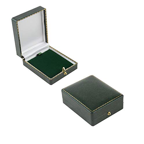 Quality Antique Style Green Leatherette Pendant Drop Earring Box (AQ-2) - Image 2