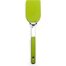 RSVP International Kitchen Tool Collection Flexible Nylon Spatula, Stainless Steel Handle, 12x2.75", Green