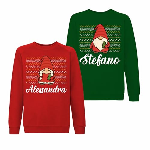 bubbleshirt Felpe Natalizie Personalizzate Coppia Girocollo Gnomi – Maglioni Coordinati