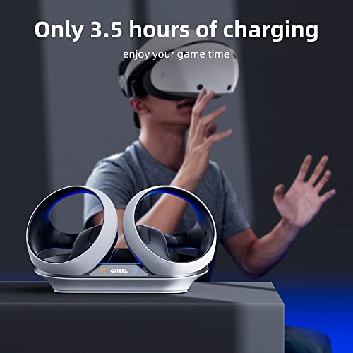Estación de carga de controlador para PS VR2, base de carga rápida con 2 puertos recargables, base de carga magnética con indicador LED para accesorios PSVR2, color blanco