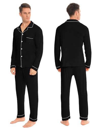 SWOMOG Family Christmas Pajamas Set Women & Men & Kids Long Sleeve Pj Set Party Sleepwear Button-Down Loungewear Set Women Black Medium4