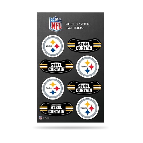 Rico Industries NFL Football Pittsburgh Steelers Peel & Stick Temporary Tattoos - Eye Black - Game...