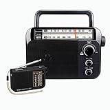 Retekess TR604 Portable AM/FM Radio - Analog Transistor Radio Powered by D Battery - AM/FM/SW Bands - Battery Operated