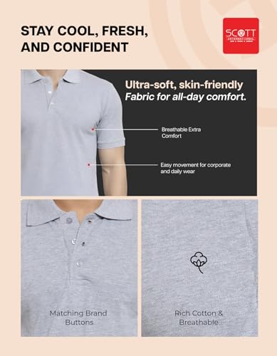 Image of Scott International Cotton Polo T Shirt | Collar Tshirts | Half Sleeves Plain T Shirt | T-Shirt |Tshirt for Men Stylish | Men's Tshirt