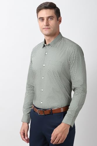 Image of Peter England Men's Printed Formal Shirt - 100% Cotton, Full Sleeves