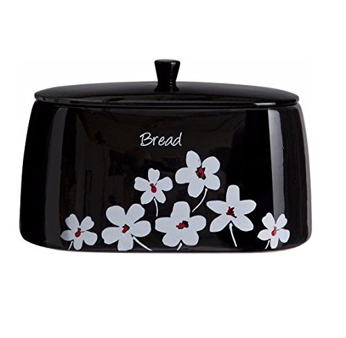 Empire Sterling Black Scatter Floral Stoneware Bread Bin