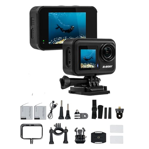 SVBONY Act20 Caméra d'action Étanche WiFi, Double écran IPS, 6 Axes EIS Anti-Flou, Caméra étanche IPX8 à 10 m sous l'eau, Action Camera pour Selfie, Vlog