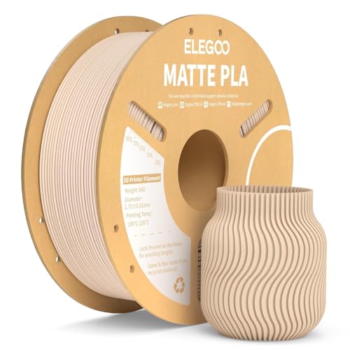 Image of ELEGOO Matte PLA 3D Printer Filament 1.75mm | Precision ±0.02mm | Matte Finish, Tangle-Free | 1KG Spool | Reliable Adhesion | Compatible with FDM Printers (Beige)