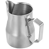 jojofuny Milchaufschäumbecher aus Edelstahl 350ml mit Ergonomischem Griff Espressokännchen für Zuhause und Café Vielseitiges Milchkännchen für Latte Macchiato und Kaffee