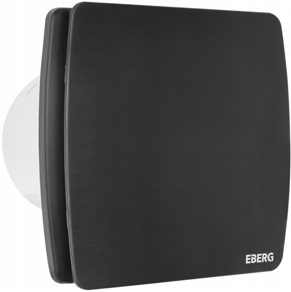 EBERG AXI 100 BHT Badventilator 100 mm schwarz mit Hygrostat, Timer und Rückschlagklappe, leiser Abluftventilator mit Kugellager für Bad und WC, Wand- und Deckenmontage