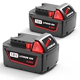 FORBETER 5.0Ah 18V Extended Capacity Battery Replacement for Milwaukee M18 Battery Lithium lon 48-11-1850 Compatible with Milwaukee 18V Cordless Tools 2 Packs