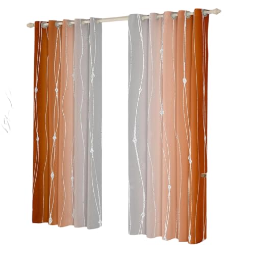 Rideau occultant gris et orange moderne à rayures 168 x 228 cm - 2