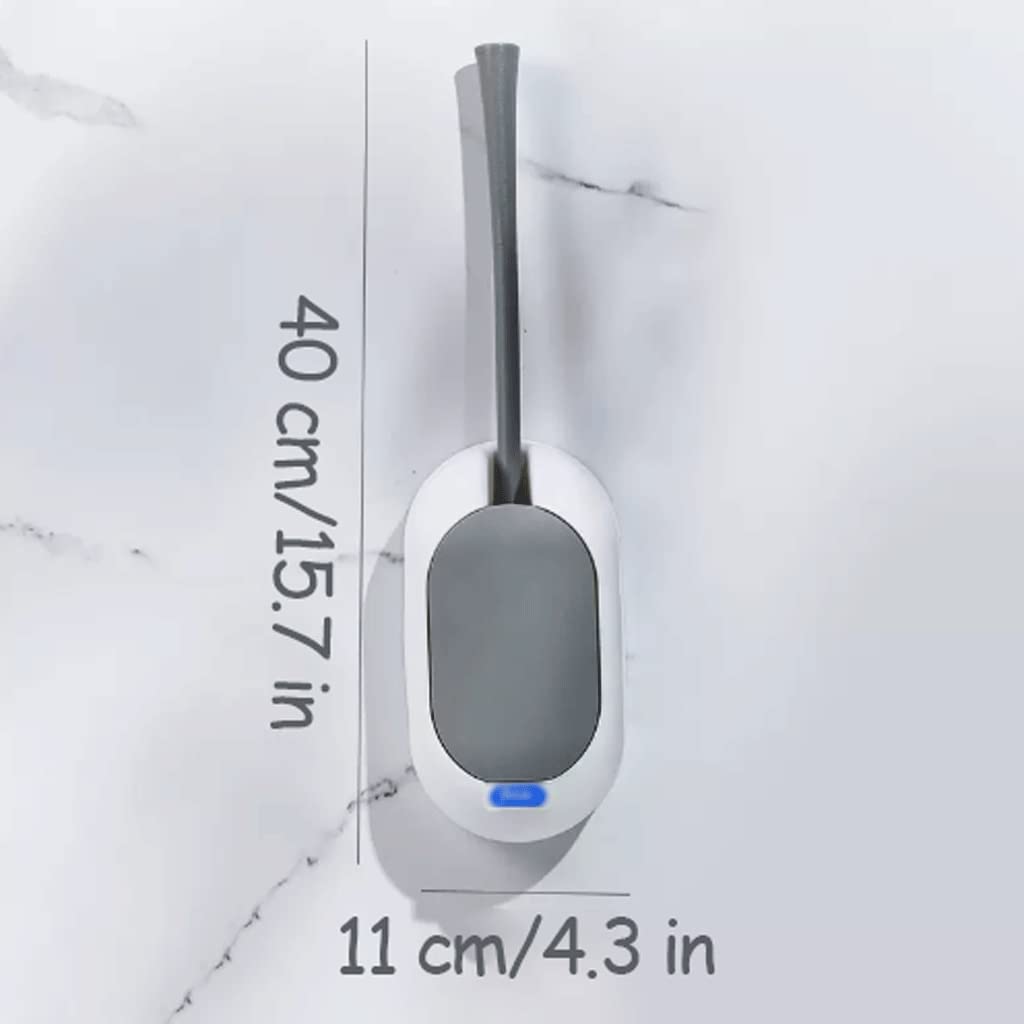 Set scopino per WC - Scopino per WC in plastica con setole morbide e Supporto, Strumento per la Pulizia del Bagno, Pratico ed Elegante (Grigio e Bianco)