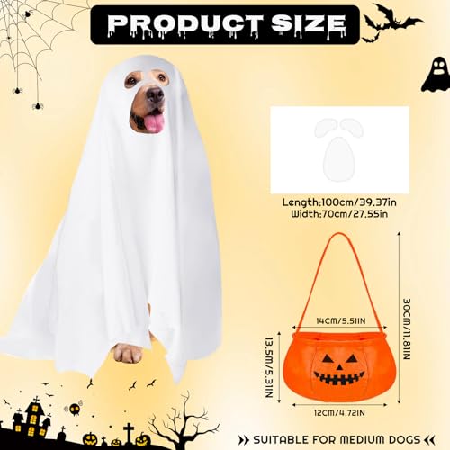 Disfraz Halloween Fantasma con Cubo Calabaza para Perro miniatura 2