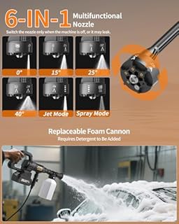 Cordless Pressure Washer Battery Powered; 1200PSI Cordless Power Washer with Brushless Motor, 4.0Ah Battery, 6-in-1 Nozzle, 3 Level; Handheld Portable Pressure Washer (Titanium Black)