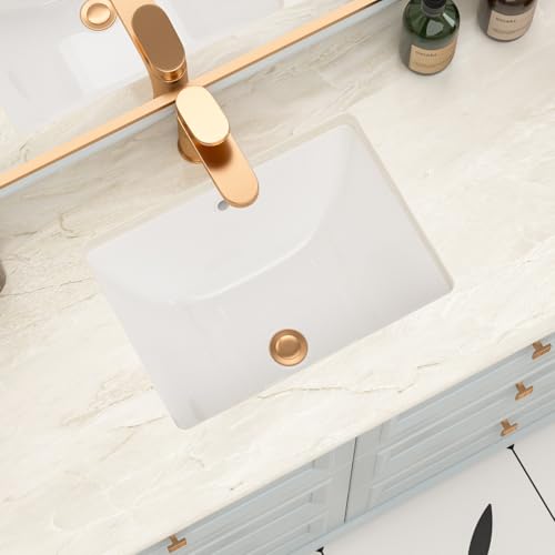 CHIKESI Undermount Bathroom Sink 18 x 13 Rectangle White Porcelain Ceramic Modern Lavatory Vanity Sink with Overflow Under Counter Basin with 1.75" Standard Drain Opening