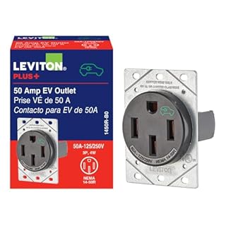 Leviton EV Charging Receptacle 50 Amp, 1450R-0B0, Black