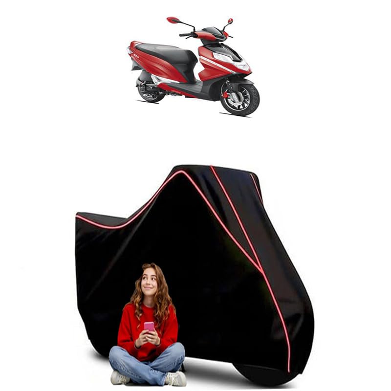 Image of Dare Scooty Bike Cover Water Resistant Outdoor Use Universal Fit Scooters Motorcycles Heavy Duty UV Protection Dust Rain Scratch Resistant Elastic Bottom Black Blue Piping