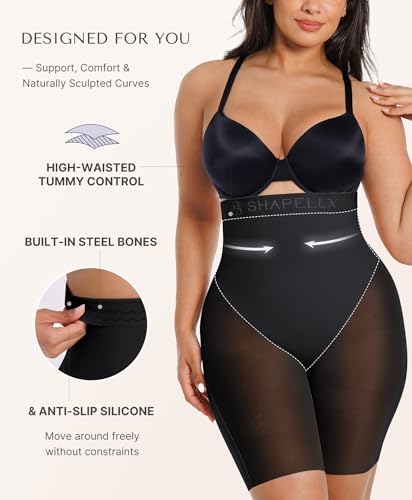 Image of SHAPELLX Butt Lifting Shapewear for Women Tummy Control Padded Shorts High Waisted Faja Body Shaper with Butt Pads