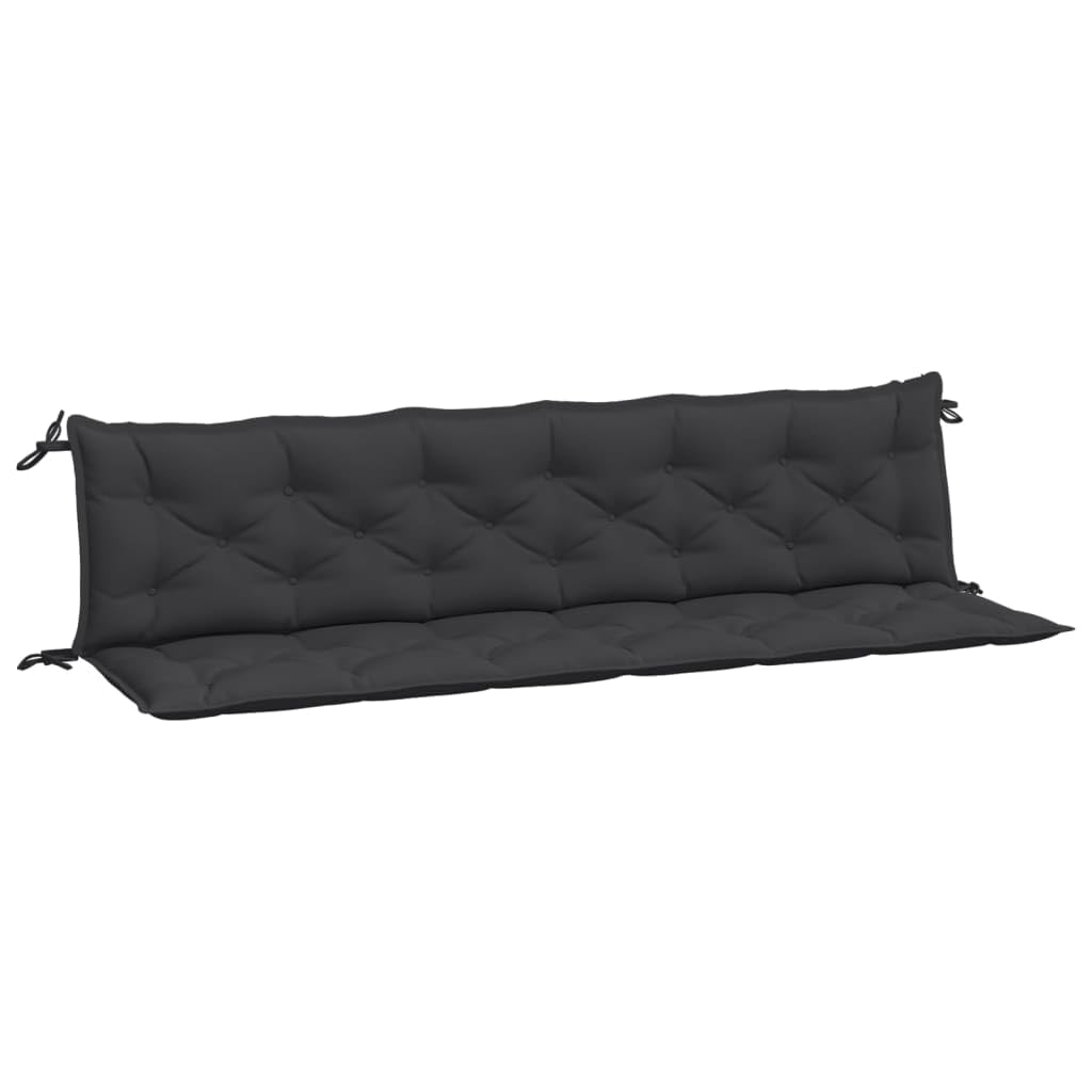 Coussin d'extérieur imperméable vidaXL avec cordes pour banc de jardin noir