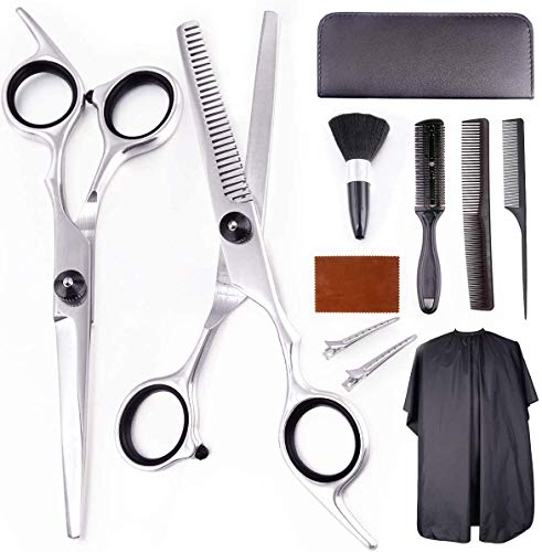 Professional Hair Cutting Scissors Set 11 PCS Hair Cutting Scissors kit Thinning Shears Multi-Use Stainless Steel Haircut Kit Scissors Hair Cutting Shears Set For Barber Salon Home