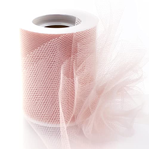 Image of 3 inch Premium Tulle Fabric Roll for Crafts, Wedding, Party Decorations, Gifts - Rose Gold 25Yard Spool