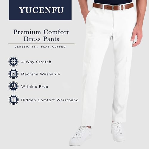 Image of Men's Cozy Hidden Expandable Waist Dress Pants | Premium Stretch Texture Weave Work to Weekend Pants
