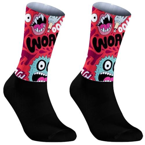 DASZGCB Cycling Socks Athletic Crew Socks Breathable Cushioned Compression Running Hiking Socks For Mens Womens (C0032B)