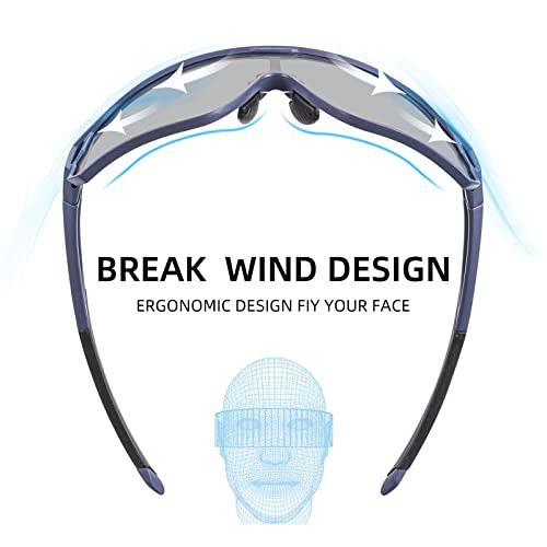 Image of ROCKBROS Photochromic Sunglasses for Men Cycling Sunglasses Sports Bike Glasses (Blue)