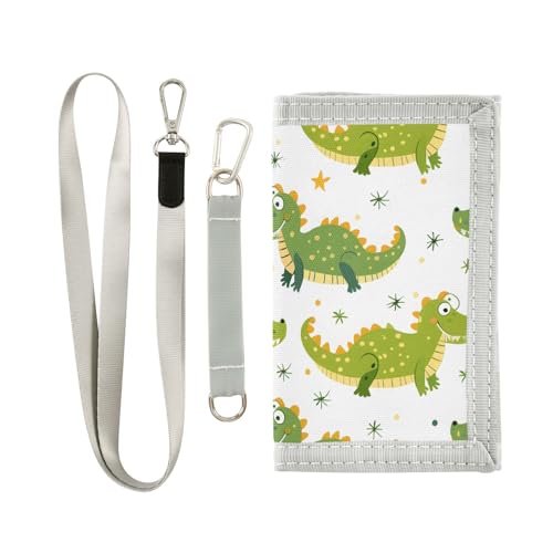 zyrtty Kids Wallets for Boys Girls Ages 4-18 Trifold, Cute Crocodile Cartoon Wild Animals Wallet with Zippered Coin Pocket and Card Holders, Novelty Wallet for Childrens Birthday Gifts
