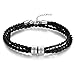 Produktbild Damei Personalisierter Armbänder für Männer Damen mit Gravur Silber Anhänger Lederarmband mit Namen Gravur für Männer Frauen Echtlederarmband Schmuck für Herren - Kautschuk Kette