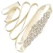 Yanstar Ivory Sash Crystal Applique Wedding Bridal Belts In Silver With Pearls Beaded On Wedding Prom Dress-7.7In2In