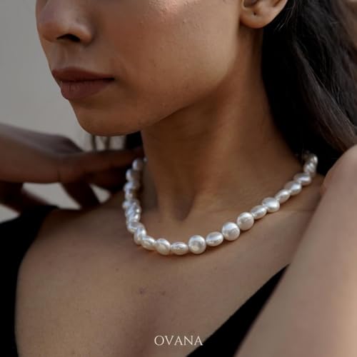 Image of OVANA Pearl Necklace | Fitted With Silver Lock | Statement Necklace | Gifts for Girlfriend | Gift for Sister, Bhabhi | Gifts for Women and Girls | Gift for Her | 925 Silver Hallmarked Lock