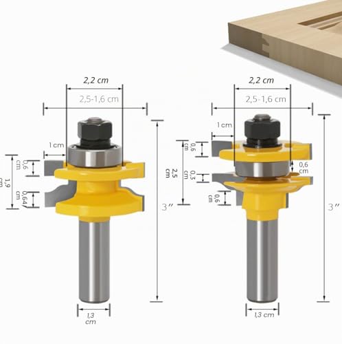 Juego de fresas para madera de 1,27 cm APLUS con perfil Ogee para paneles 4