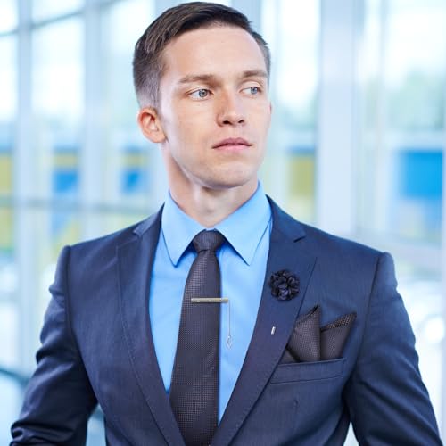 Set de corbata y pañuelo para hombre con broche y pin miniatura 4