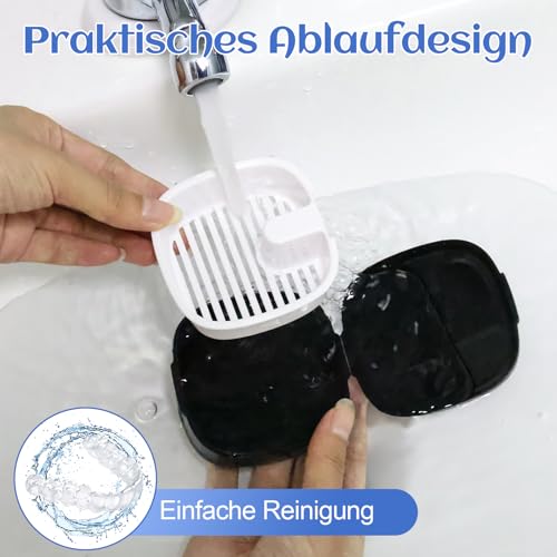 Gebissdose Zahnspangenbox Prothesendose, Zahnprothesen Box mit Abnehmbarem Filtersieb, Tragbare Aufbewahrungsbox Retainer Etui, Prothese Behälter Zahnschiene Box (6,8 × 6,8 cm innen Schwarz)