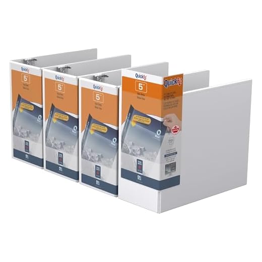 QuickFit View Binder, 3-Ring Binder, Angle D Ring, 5 Inch, White, Pack of 4,87070-04
