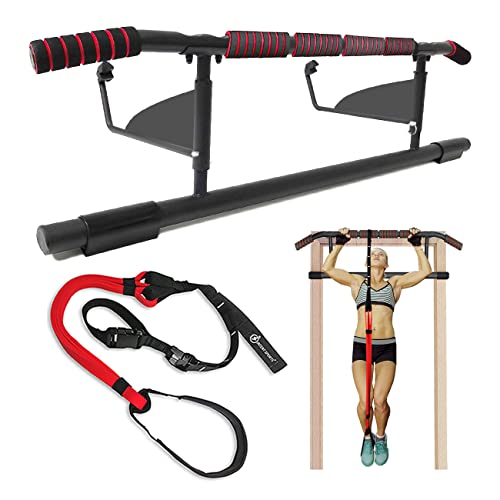 Intent Sports Pull Up Bar For Doorway And Pull Up Assist Bands For Home, Gym, Fitness, Body Stretching, Mobility Work, Weightlifting, Powerlifting, Heavy Duty, Chin Up Exercise Videos, Ebook #TOP5