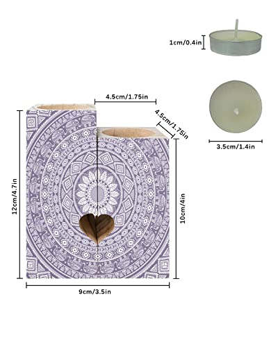 Elephant Mandala Wooden Candle Holders - Candlestick Holders With 2 Tealights To Friend Couple Mom, Birthday Gift Sister Gift Friend Gifts For Women, Boho Ethnic Retro Bohemian Flower #TOP2