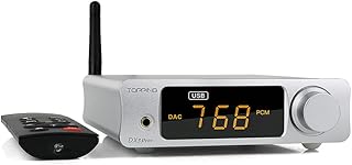Topping DX3 Pro+ USB DAC Headphone Amp, USB/SPDIF/Toslink/Bluet...to RCA DAC, DSD512 PCM32Bit/768kHz, ES9038Q2M XMOS XU208 DA Converters, 3.5mm Headphone DAC, NFCA 1800mW×2 Headphone Amps (Silver)