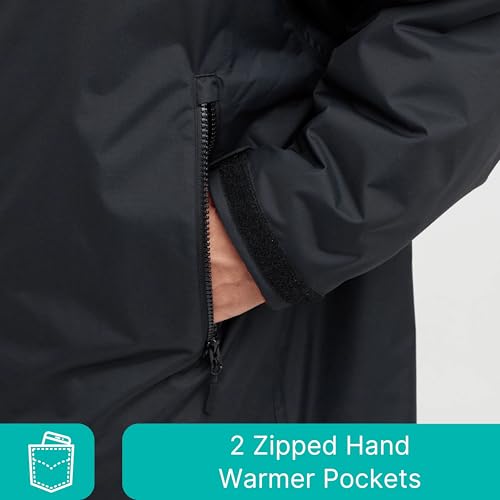 Freespirit Unisex Aquarobe Pro Waterproof Jacket With Hood, Fleece Lining & 2 Zipped Pockets For Adults, Oversized Changing & Dry Robe For Men & Women (Uk, Alpha, S, M, Regular, Regular, Black) - 5