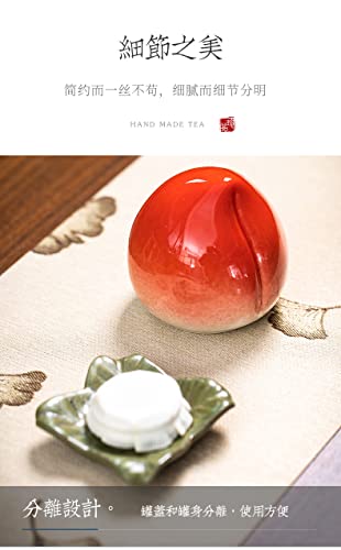 Image of Liang baobao 2pcs Mini Tea Storage Containers Ceramic Longevity Peach Jar for Tea Coffee Food Herb Candy Chocolate Sugar Spices birthday Longevity good luck