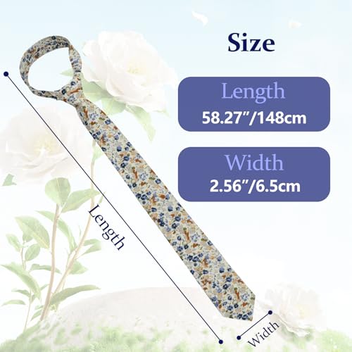 Image of Floral Ties Skinny Tie for Men, Cotton Mens Neckties for Weddings | 2.56'', floral, slim, soft and comfortable, men's neckties for casual, business, party, daily, dating